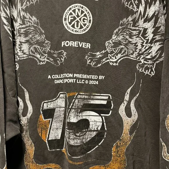 DARC SPORT "Wolves Forever" Zipper Gray Heavyweight Zipper Hoodie - Picture 3 of 7